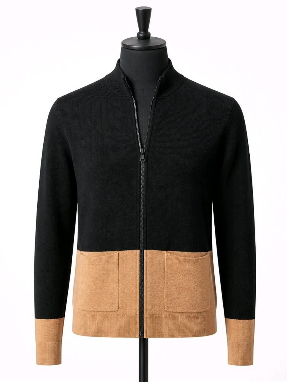 CHICO'S Black and Camel Cardigan Sweater Jacket